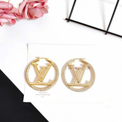 Boucles d'Oreilles LV Strass avec Packaging LV