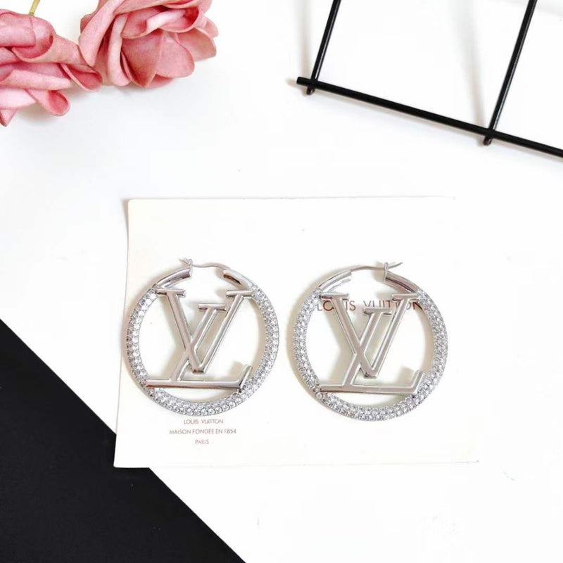 Boucles d'Oreilles LV Strass avec Packaging LV