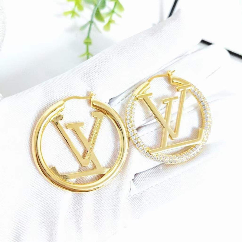 Boucles d'Oreilles LV Strass avec Packaging LV